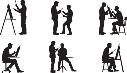 Fototapeta premium silhouettes of people in different situations