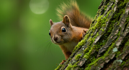 Obraz premium red squirrel on a tree