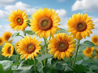 Obraz premium Exploring the Beauty of Sunflowers in a Smart Agriculture Landscape Using Innovative IoT Technology
