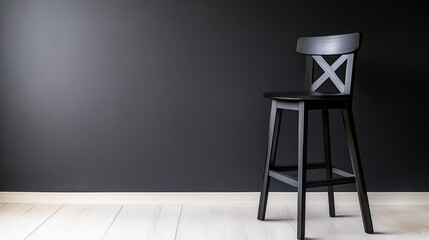 Naklejka premium Modern Black Bar Stool in Dark Room