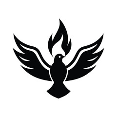 Obraz premium Simple Outline of a Dove with Three Flames Beneath