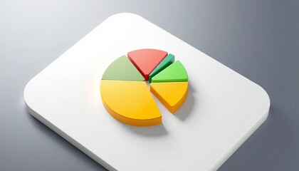 3D Isometric Pie Chart Data Visualization Colorful Segments