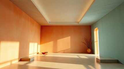 Fototapeta premium A modern minimal interior space with unique color combinations