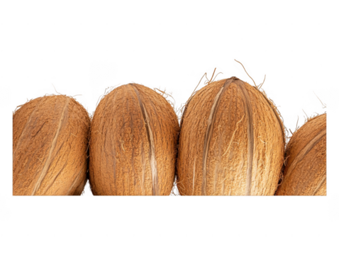 Layered Coconut Husk Stacks in Natural Textural Photography on Transparent Background