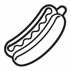 Hotdog outline icon on white background