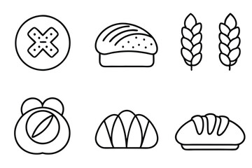 Bakery Icons Artistic Line Art for Bakery Enthusiasts