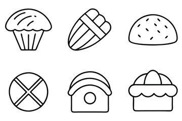 Bakery Icons Beautiful Line Art for Delicious Creations