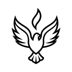 Simple Outline of a Dove with Three Flames Beneath