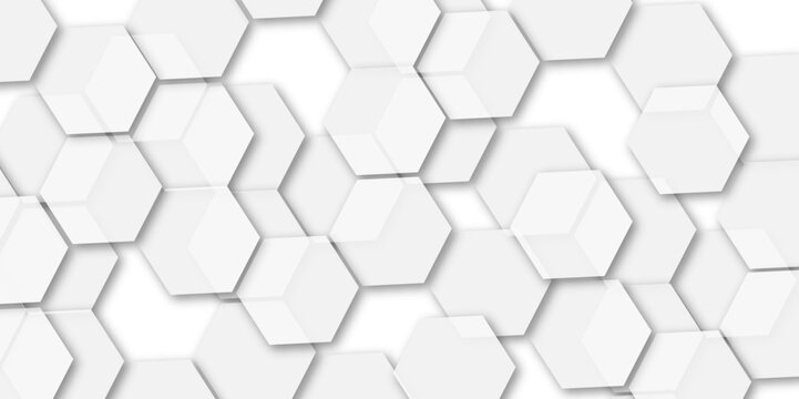 Abstract Geometric Technology 3D White Light and grey Structure Featuring a Polygonal Honeycomb Pattern with Luxury Design Elements for a Modern and High-Tech Vector Background
