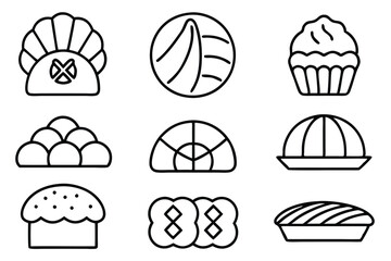 Bakery Icons Simple Line Art Designs for You