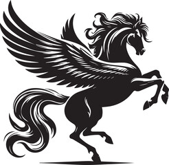 Black horse silhouette vector illustration showing a running stallion with flowing mane and tail
