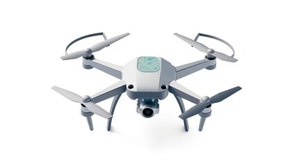 Gray And White Drone With Rotors On White Background