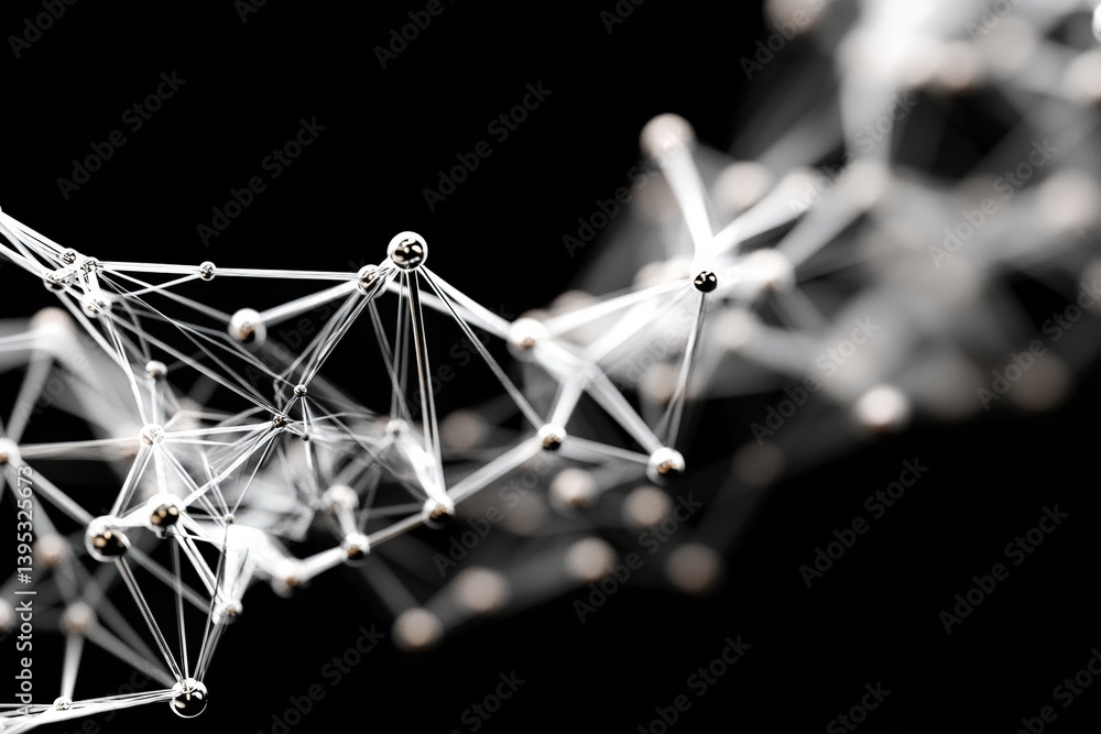 Poster abstract molecular structure on a dark background.