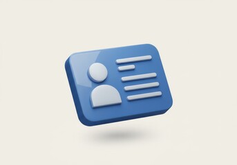 Blue profile card with person icon and text lines design isolated on white background