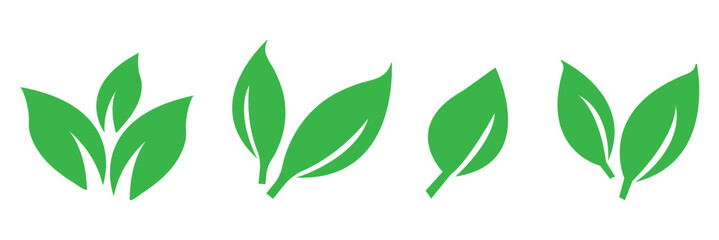 Naklejka premium set of green leaf icon. Fill Leaves icon set. this element for ui , ux, web design eps 10.