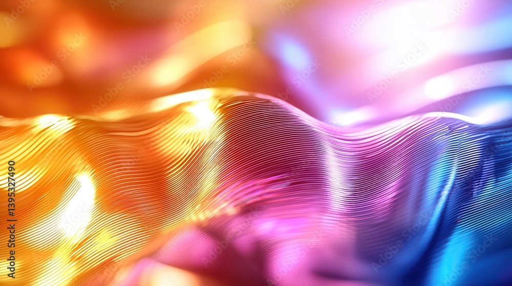 Poster colorful abstract waves of light with smooth flowing patterns