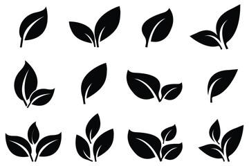 leaf icons set. black silhouette leaf icon set. vector design for ui, ux, web . vcetor illustration on white background eps 10.
