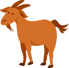 Russet Goat Illustration: Simple, Flat Design Farm Animal