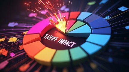 Colorful chart illustrating the impact of tariffs with dynamic sparks, conveying economic concepts vividly.