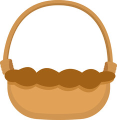 Empty Rustic Woven Basket with Rounded Base and Arching Handle