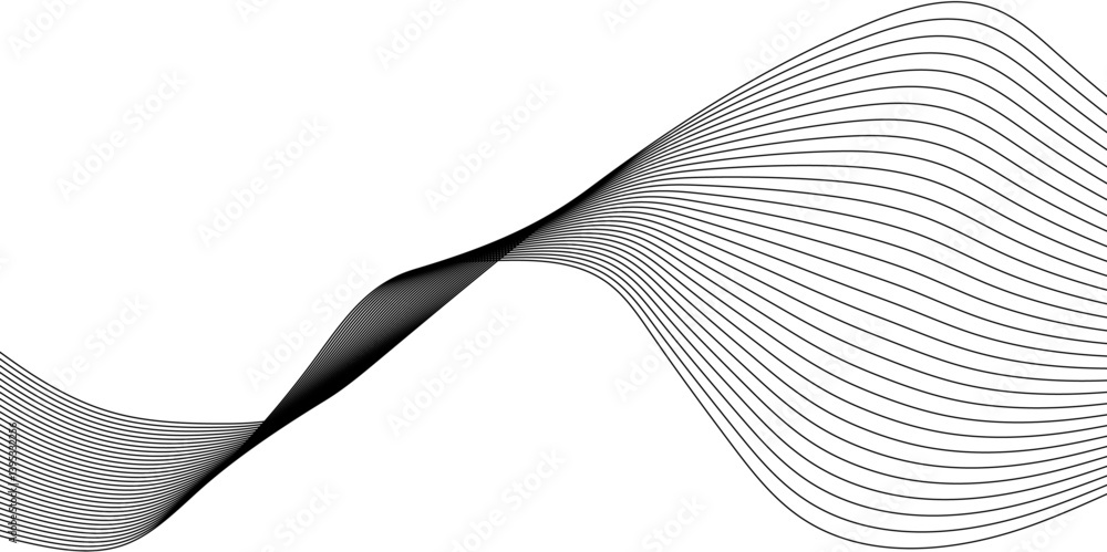 Poster wavy digital futuristic technology curve ocean lines on transparent background. thin line wavy abstr