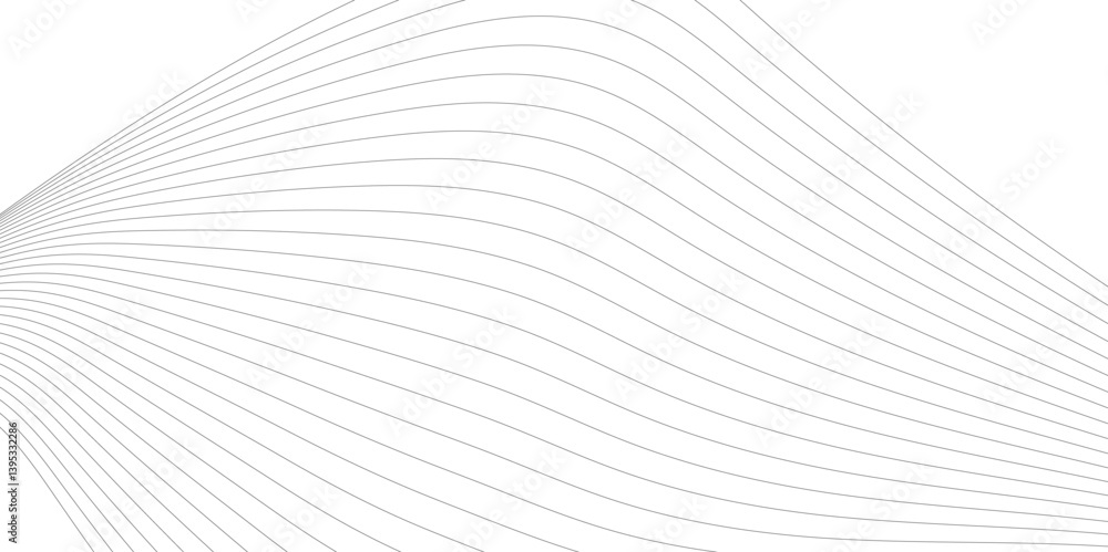 Poster wavy digital futuristic technology curve ocean lines on transparent background. thin line wavy abstr