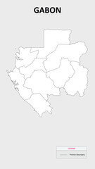Gabon map. Country map of Gabon. Administrative map of Gabon with Countries names in outline.