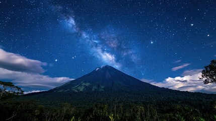 Fototapeta premium majestic mountain under a starry night sky