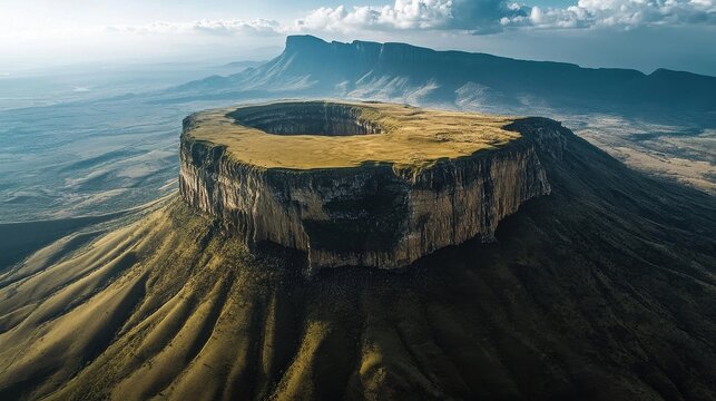 aerial view of the majestic tepuy in gran sabana venezuela