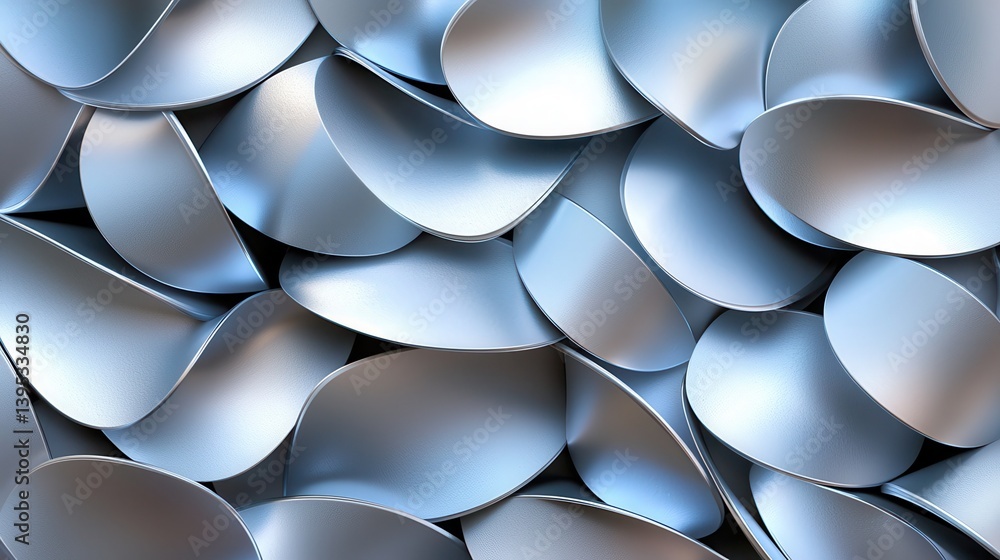Poster shiny metallic surface with abstract fluid shapes and reflections