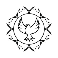Dove in the Center Surrounded by a Circular Ring
