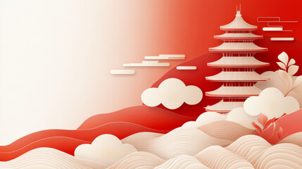 Traditional Chinese Architecture Background with Festival Theme