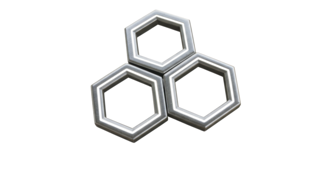 Isolated Silver Hexagons - Powered by Adobe