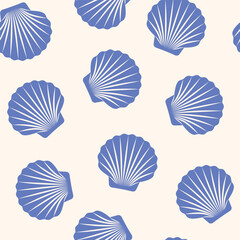 seamless summer pattern with sea shells, great for summer-themed apparel, home decor items, wallpapers, packaging- vector illustration