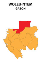 Woleu-Ntem Map is highlighted on the Gabon with detailed state and region outlines.