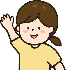 Obraz premium 한 손을 든 여자 어린이