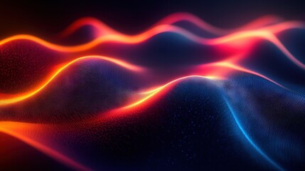 Fototapeta premium Luminous Ridges of Flame and Frost Undulate Through the Cosmic Night: A Landscape Forged in Light and Shadow, Where Each Crest Echoes a Dream and Every Trough Hums the Memory of Stars