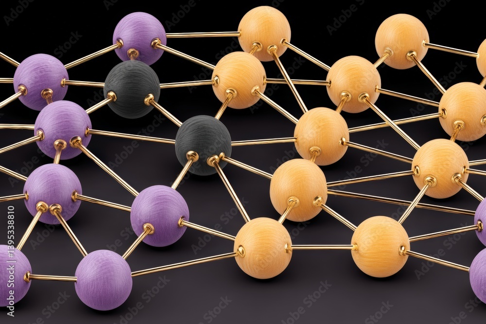 Poster molecular structure with colorful spheres and connections displayed.