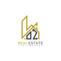 initial monogram logo for real estate With building and home shape creative design.
