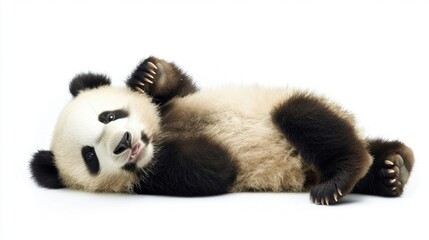Obraz premium adorable baby panda lying on back