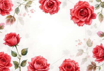  Loose Red Roses Transparent Watercolor Painting