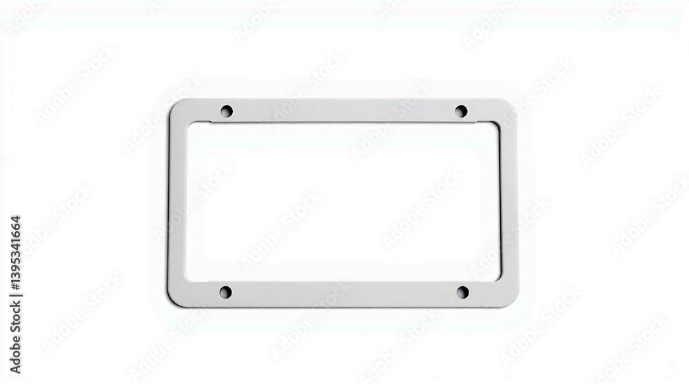 Poster silver frame with rounded corners and mounting holes isolated on white. empty blank frame. rectangul
