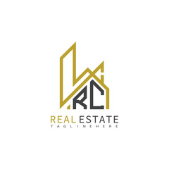 initial monogram logo for real estate With building and home shape creative design.
