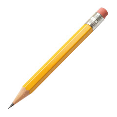 yellow pencil with sharpened tip and eraser on top, perfect for writing and drawing