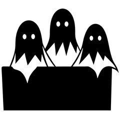 Obraz premium Halloween day ghost silhouettes in flight. Ideal for digital design, crafts, and spooky invitations.