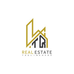 initial monogram logo for real estate With building and home shape creative design.

