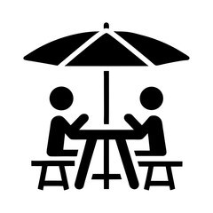 People Dining Outdoors Vector Graphic Under An Umbrella For Summer Vacation