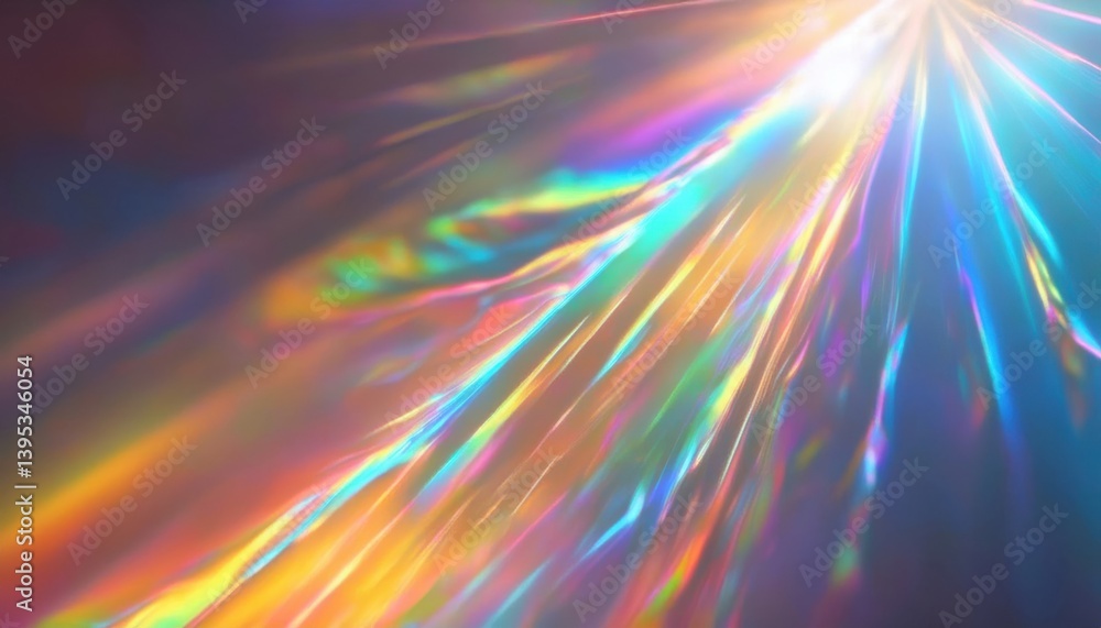 Aufkleber abstract iridescent light beam with rainbow refraction on a gradient surface for futuristic design and digital backdrops


