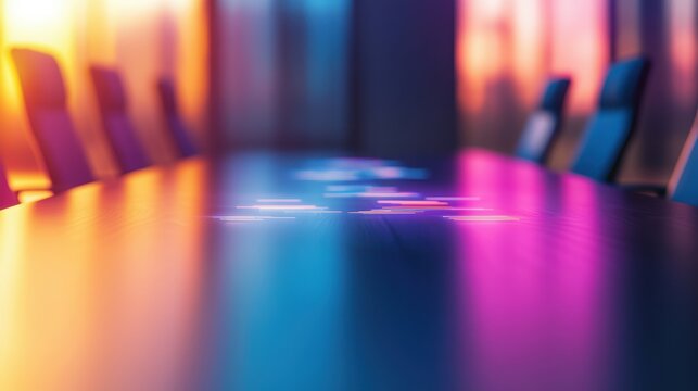 Creative brainstorming session at a whimsical boardroom table modern office visual concept futuristic environment abstract viewpoint