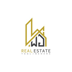 initial monogram logo for real estate With building and home shape creative design.
